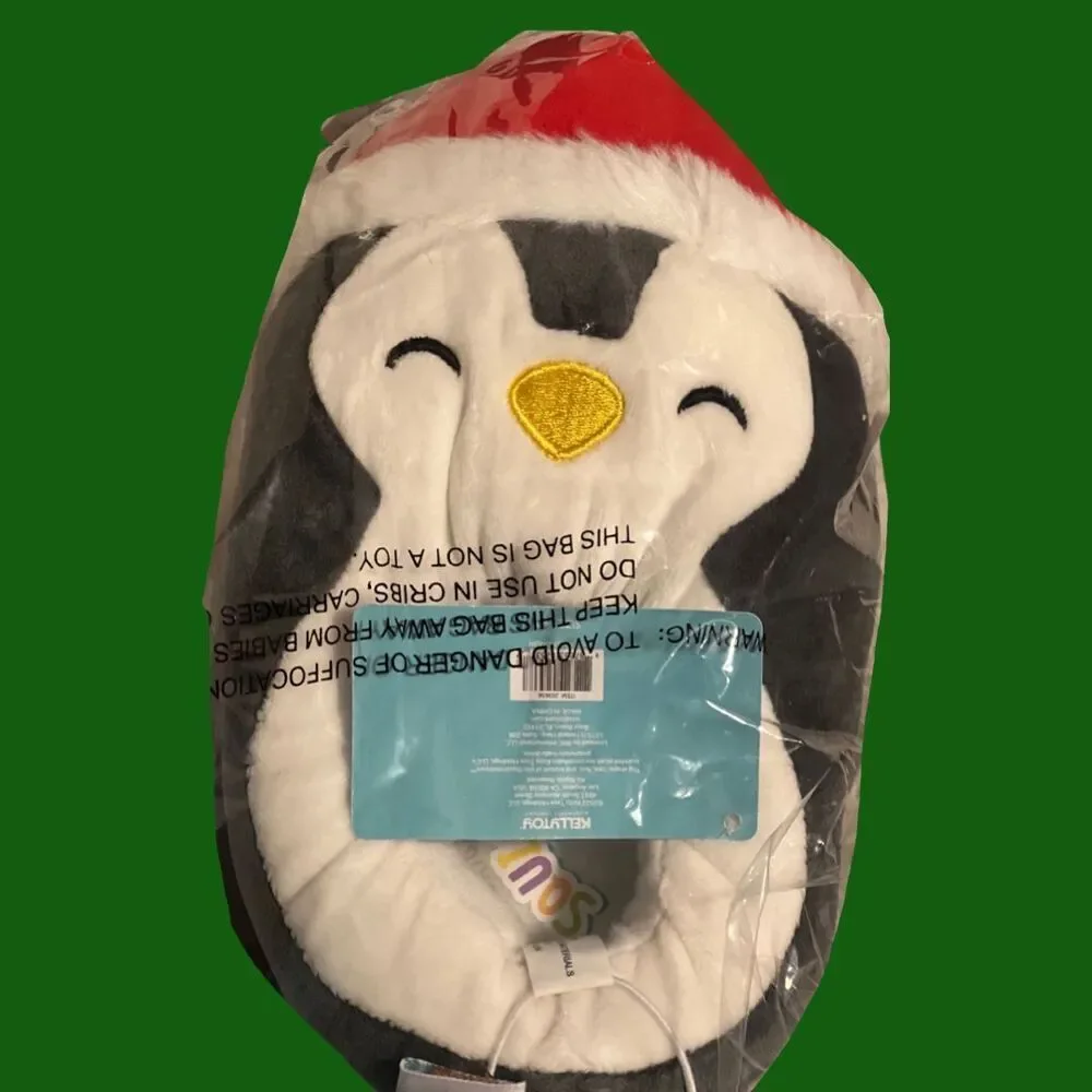 NIP Holiday Squishmallows Penguin Slipper Black / White Size 11/12